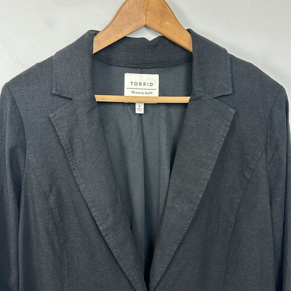 Torrid Linen Blend Black Blazer Sz L/12 - Picture 3 of 10